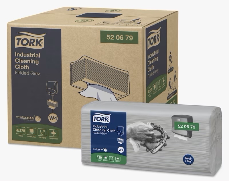 TORK 520679 – Průmyslová čisticí utěrka netkaná W4, šedá, 4 x 120 kusů- Karton