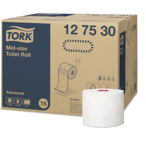 TORK 127530 – Mid–Size bezdutinkový toaletní papír T6, 2vrs., 100 m  - Karton