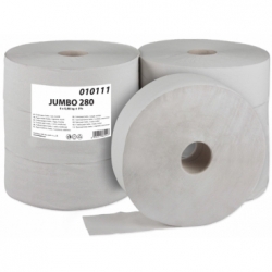 Toaletní papír JUMBO – MAXI, 6 x 278 m, 1 vrst., šedá, pro zásobník 30 cm - Karton