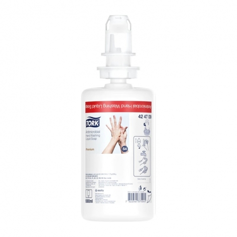 TORK 424709 - Antimikrobiální tekuté mýdlo S4, 6 x 1000 ml, 1000 dávek, EN1499, EN14476, 6 x 1000 ml, EN1499, EN14476
