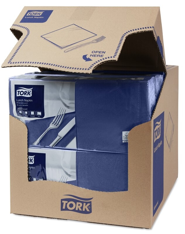 TORK 477215 – Ubrousek tm. modrá, 2 vrst. – oběd,  10 x 200 ks - Karton