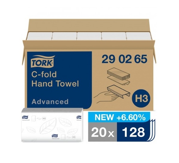 TORK 290265 C–fold skládané ručníky H3, 2 vrst., C sklad, 20 x 128 ks - Karton