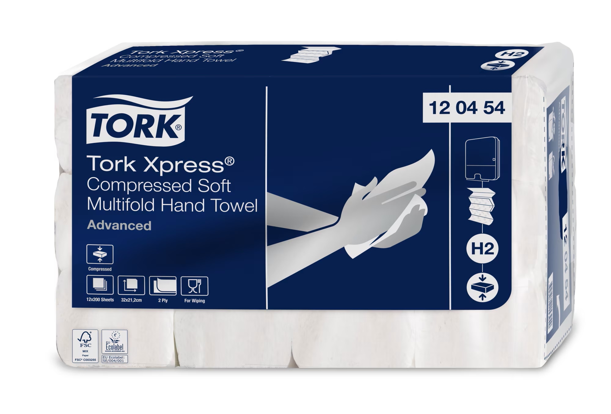 Tork Xpress® 120454 — stlačené jemné papírové ručníky Multifold H2, 2 vrs., 12x200 - Karton