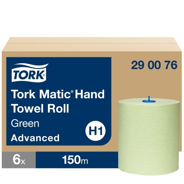 TORK 290076 – Matic® zelené papírové ručníky v roli H1, 2vr., 150m, 6 rolí - Karton