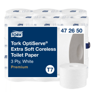 TORK 472650 – Tork OptiServe® extra jemný bezdutinkový toaletní papír T7, 3 vrs., 63,25 m  - Karton