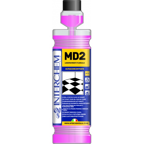 MD2 – dávkovací láhev 1l, Super koncentrovaný čistič podlah s květinovou vůní