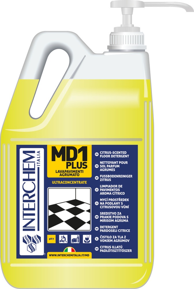 MD1 PLUS - BOX 2x 5l + pumpa, Ultra koncentrovaný čistič podlah s citrusovou vůní