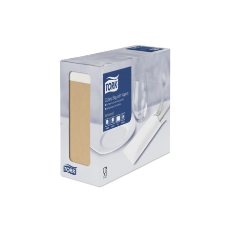 TORK 474637 – Natural kapsička na příbory s bílým ubrouskem  - Karton