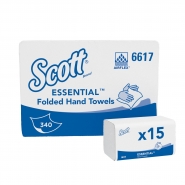 SCOTT ESSENTIAL – Papírové ručníky skládané, 15 x 340 ks, 1 vr., 21 x 20 cm - Karton