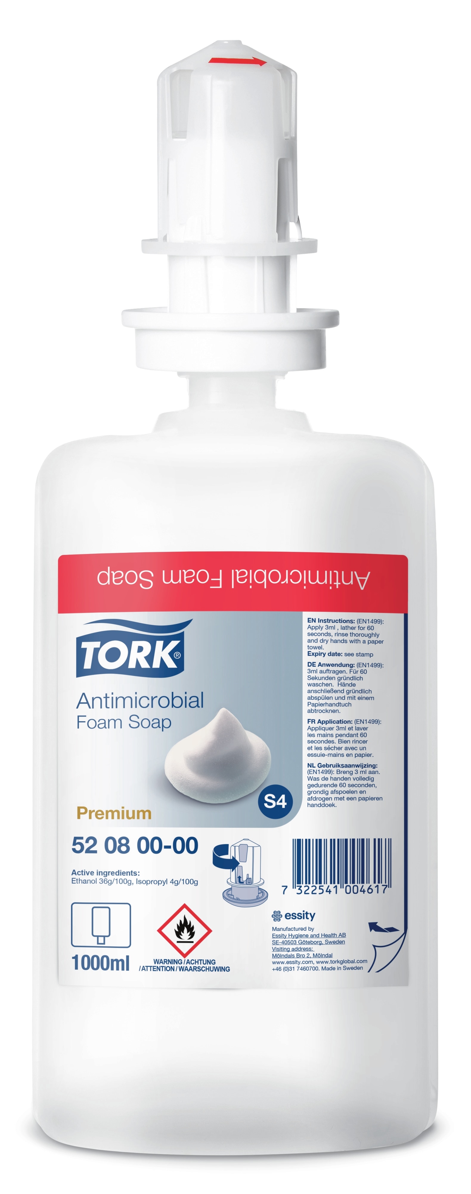 TORK 520800 – Antimikrobiální pěnové mýdlo S4, 1666 dávek, 6x1000 ml - Karton