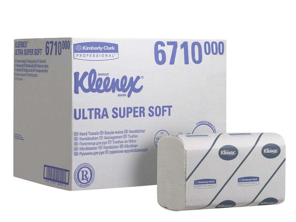 KLEENEX® ULTRA SUPER SOFT Papírové ručníky – Složené / bílá /střední, 3vr. - Karton 15x 96ks