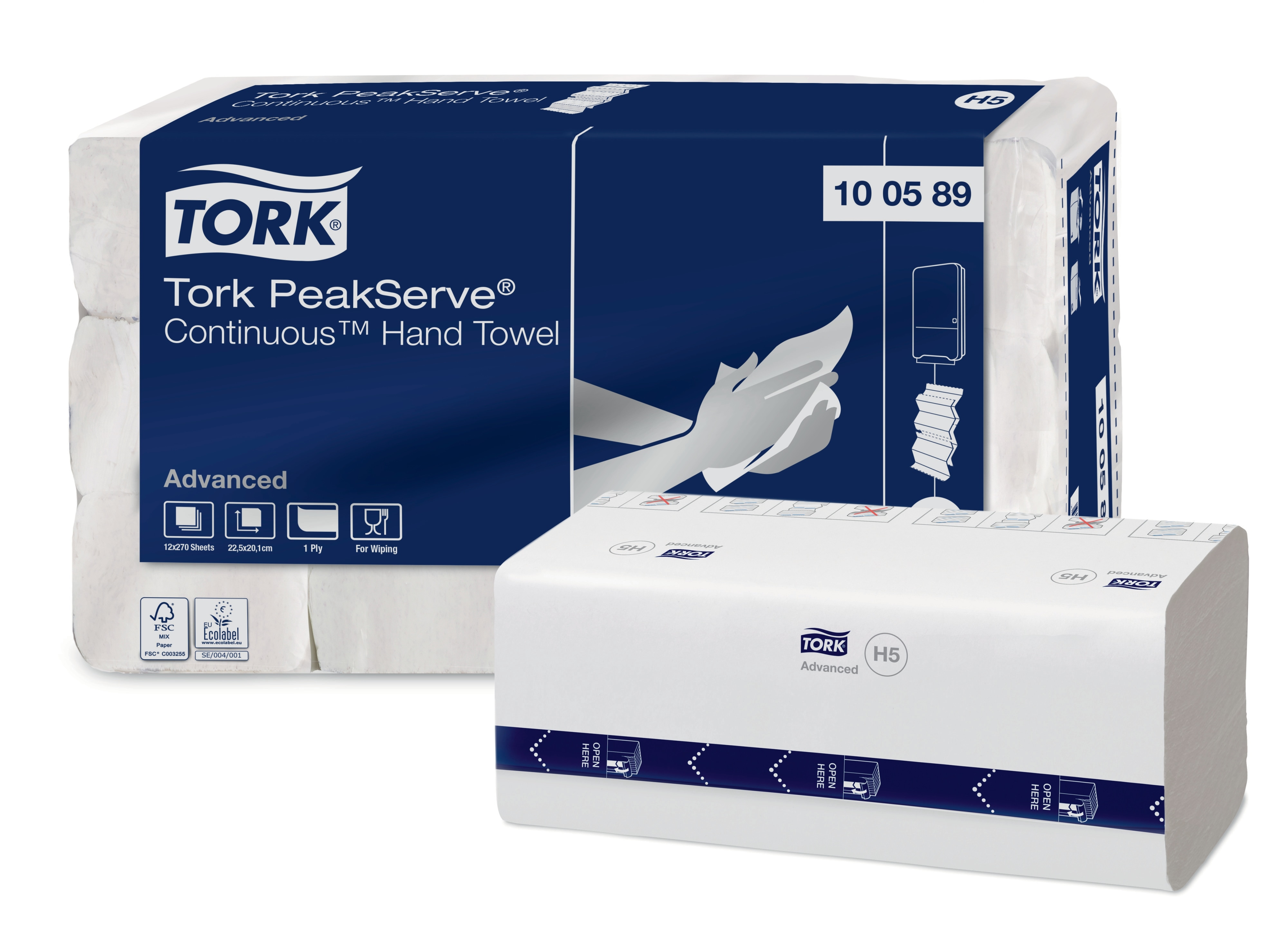 TORK PeakServe 100589 - Jednovrstvé papírové ručníky H5, 12 x 270 ks - Karton