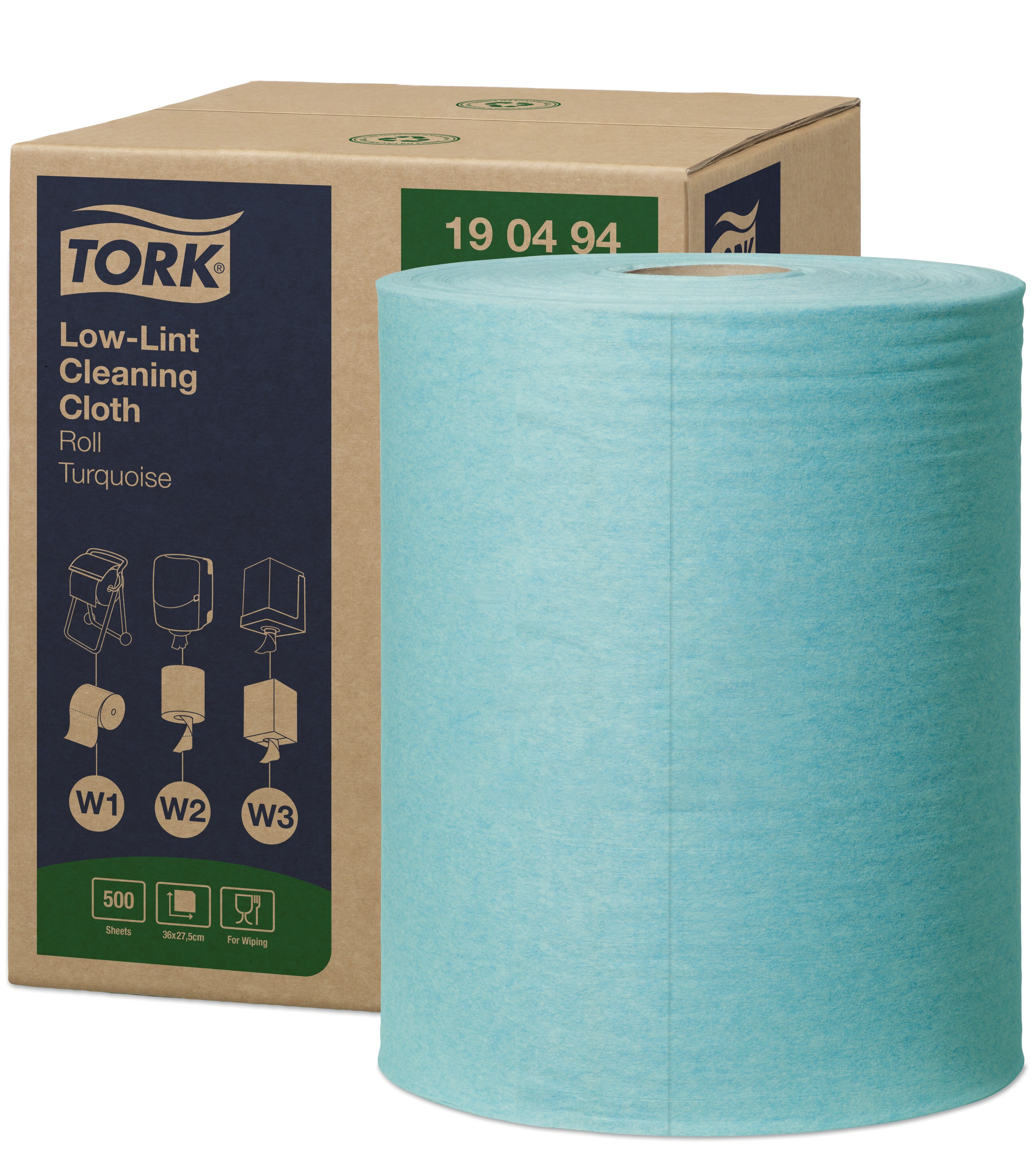 TORK 190494 – Low–Lint čisticí utěrka  W1/W2/W3, netkaná text. 1vr.,180 m, 500 útr.