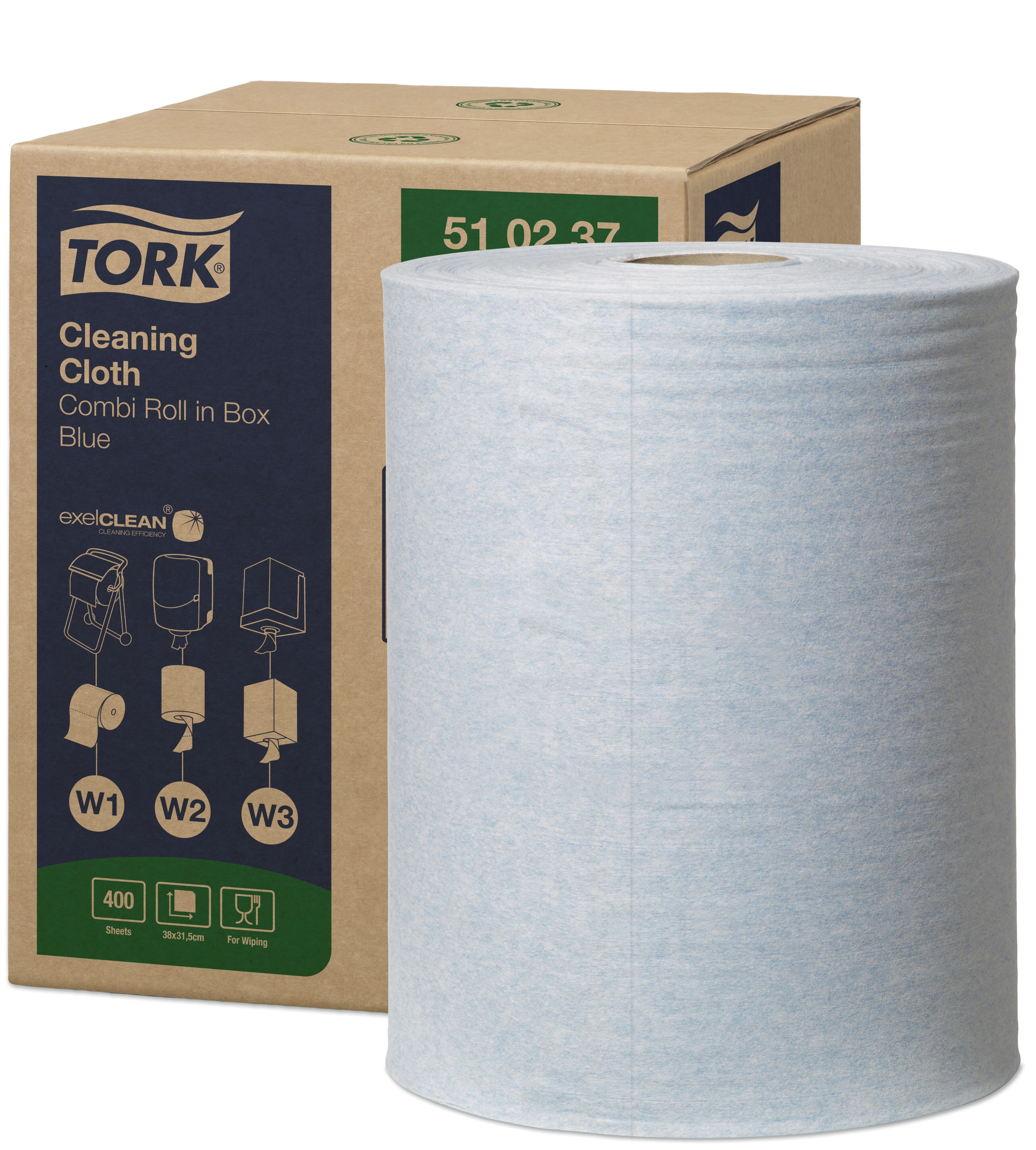 TORK 510237 – Jemná čisticí utěrka W1/W2/W3, netkaná text., 400 útr., 152m