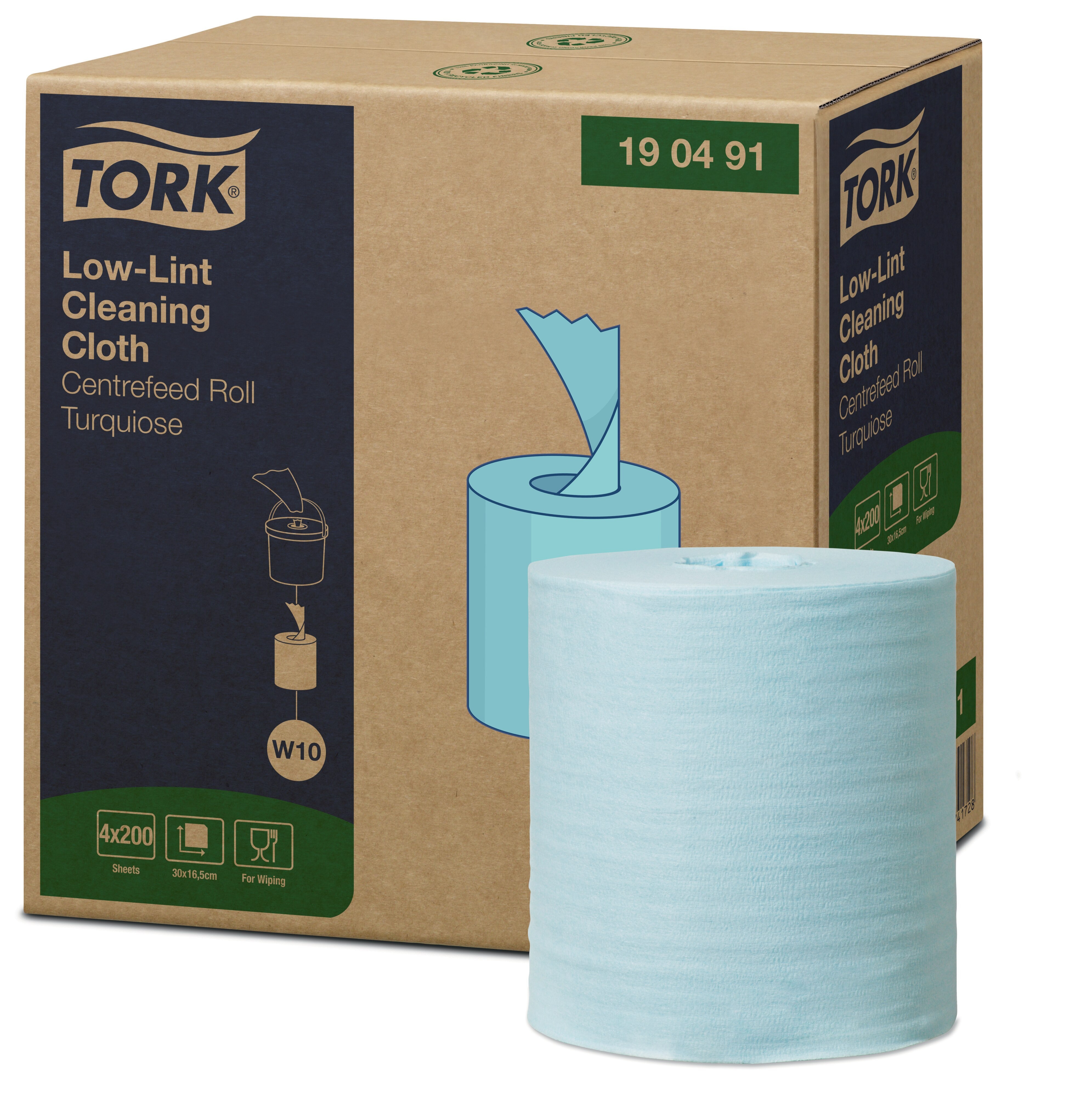 TORK 190491 – Low Lint průmyslová čisticí utěrka W10, netkaná text., 1vr., 60 m, 200útr. - karton