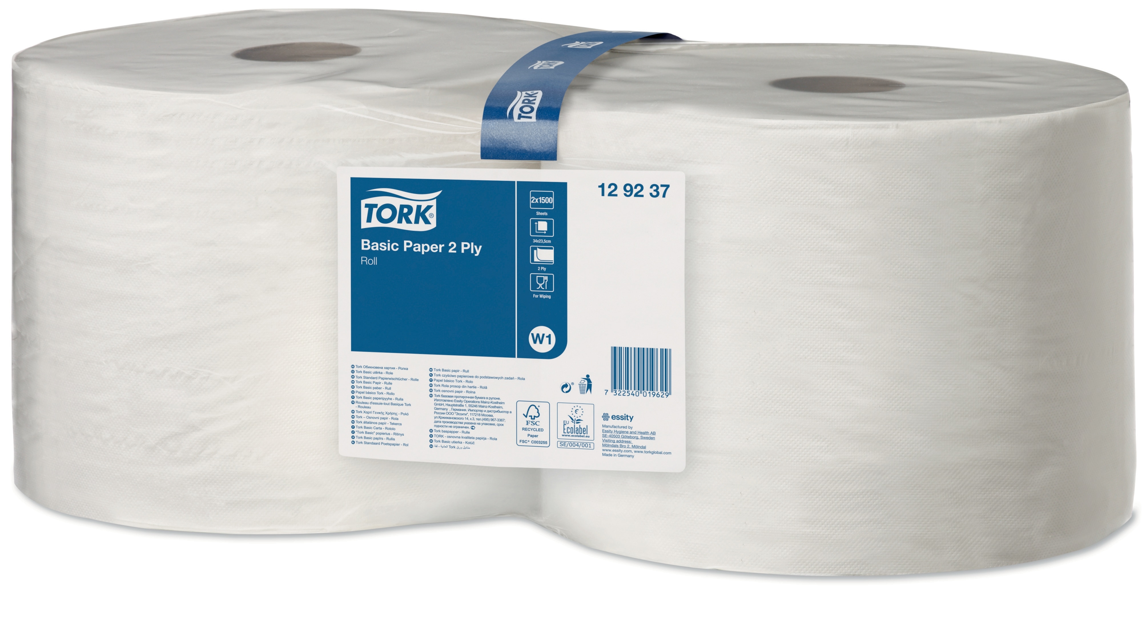 TORK 129237 – Basic utěrka v roli W1, 2 vr., 2 x 510m - Karton