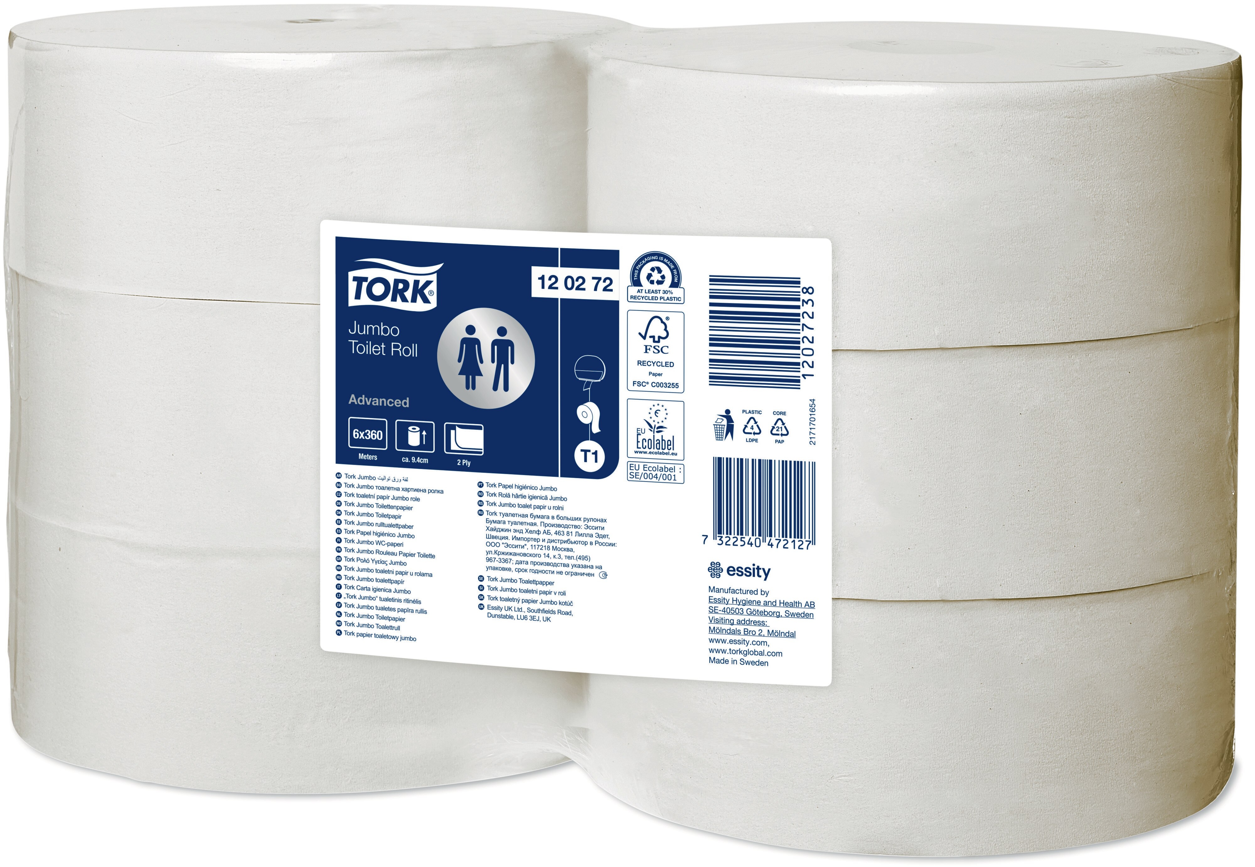 TORK 120272 – Jumbo toaletní papír T1, 2vr., 6 x 360m - Karton