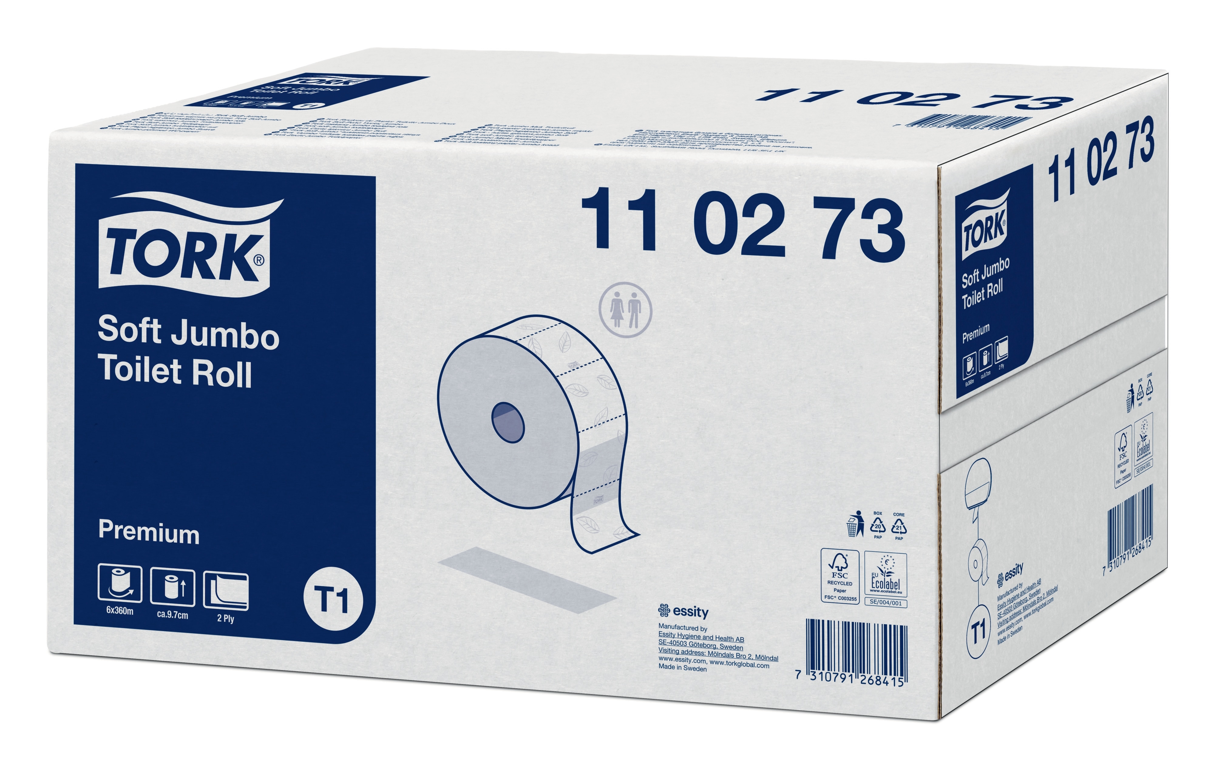 TORK 110273 – Jumbo jemný toaletní papír T1, 2vr., 6 x 360m - Karton