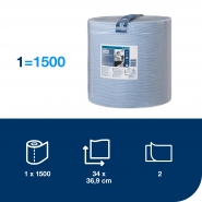 TORK 130050 Wiping Paper Plus – velká role, modrá, 2vr., 1500 útr.