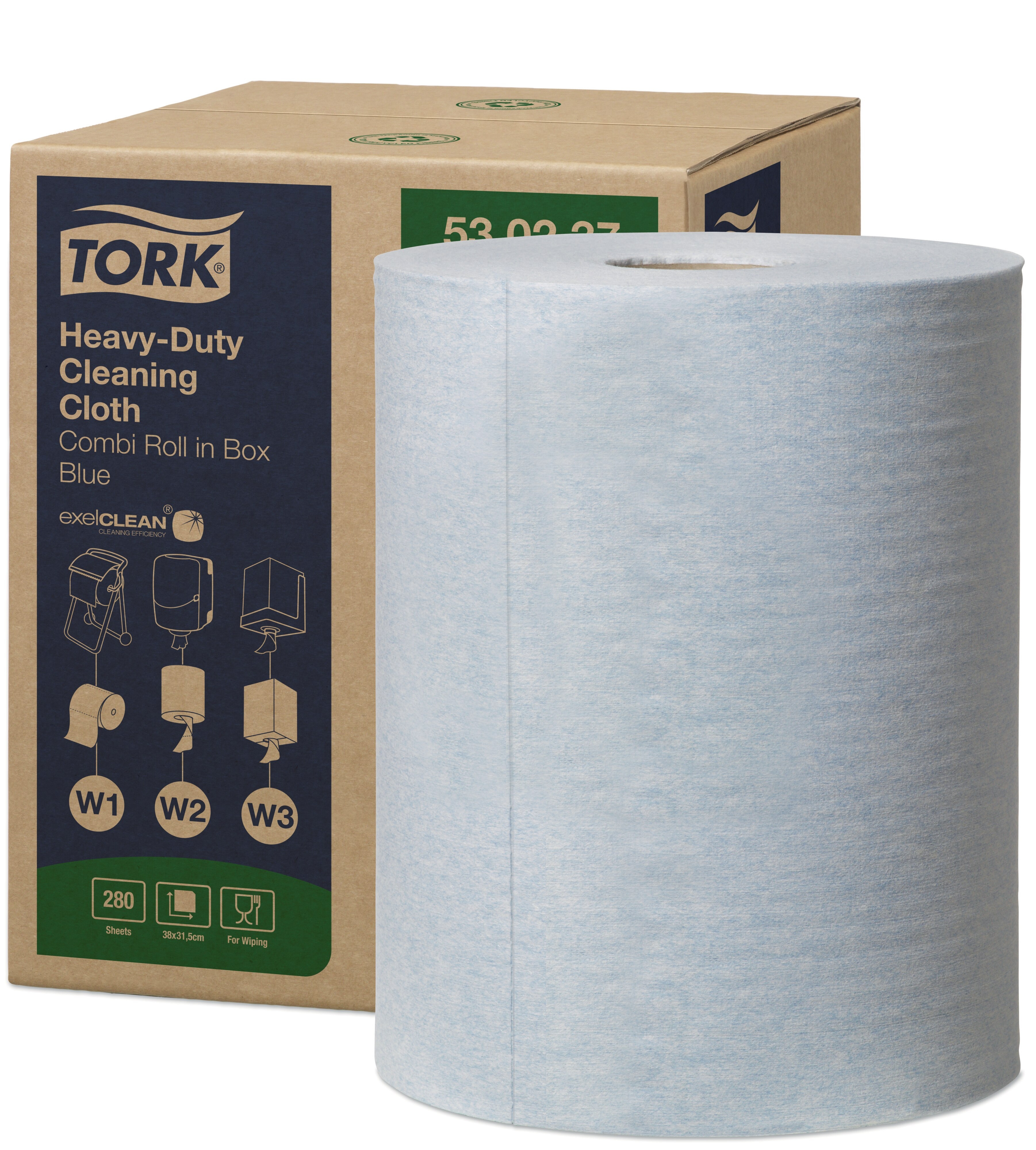 TORK 530237 – Heavy Duty čisticí utěrka W1/W2/W3, netkaná text., 1 vr. 280 útržků