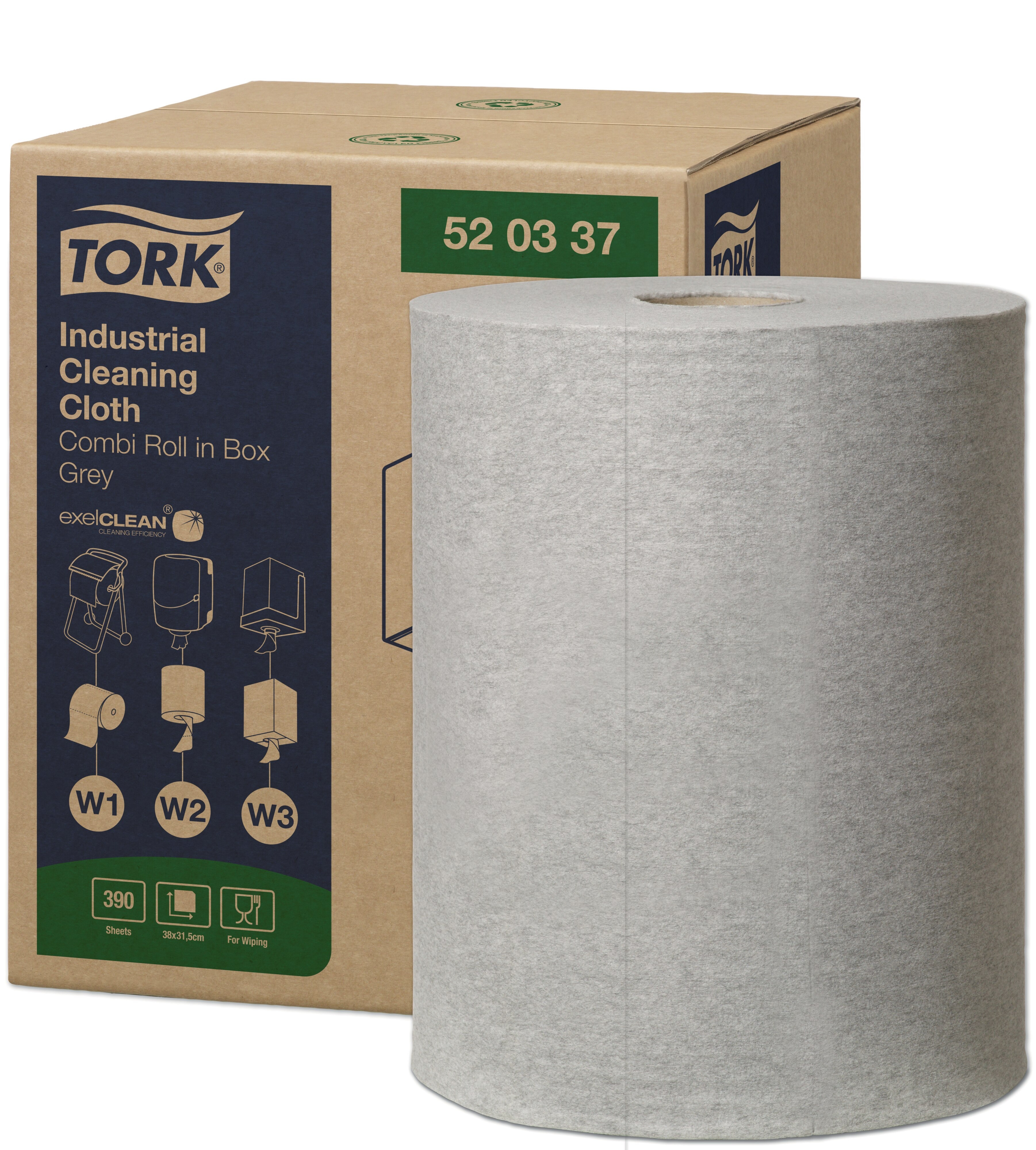 TORK 520337 – Průmyslová čisticí utěrka W1/W2/W3, netkaná text., 390 útr