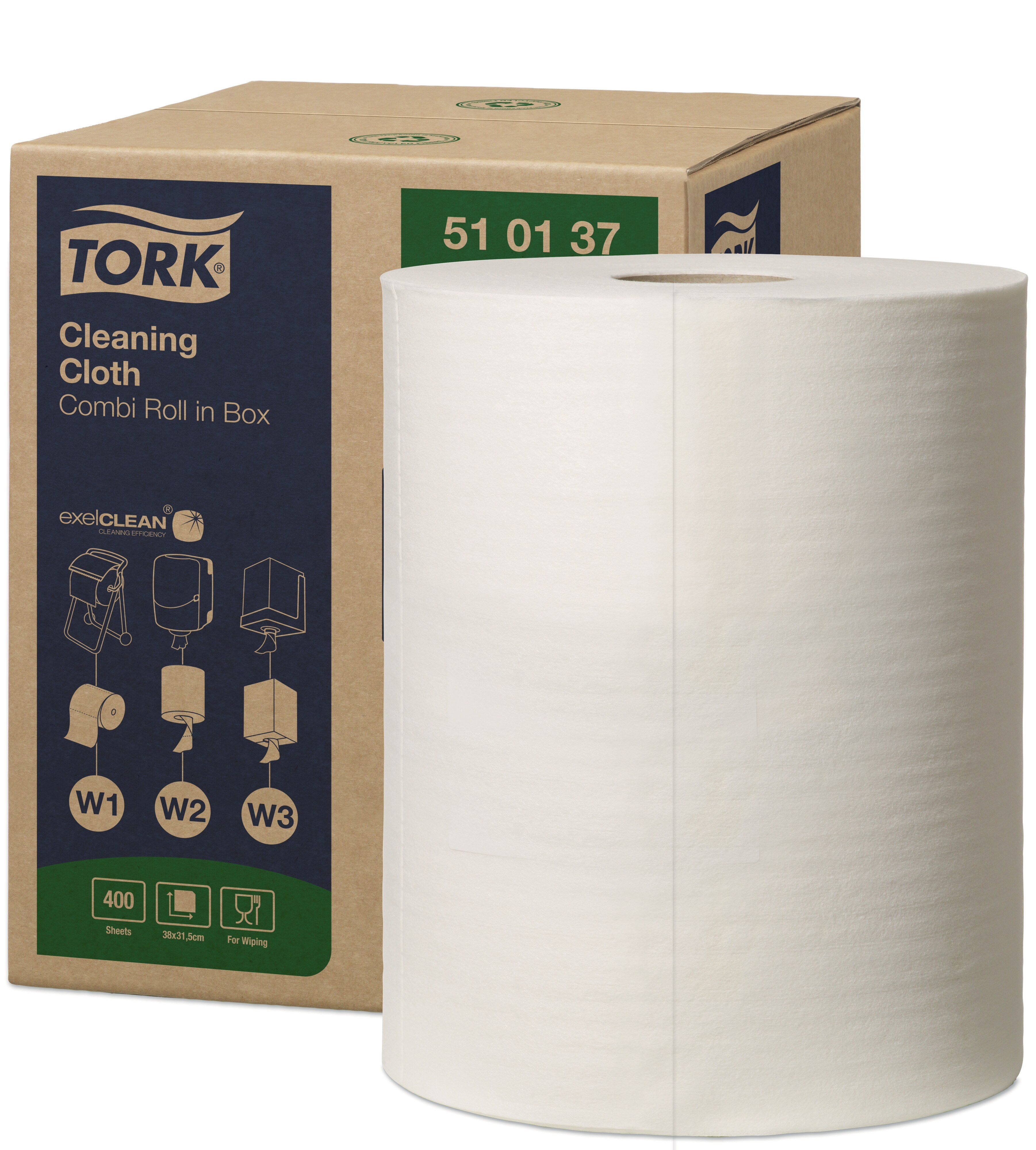 TORK 510137 – Jemná čisticí utěrka  W1/W2/W3, netkaná text., 400 útr., 152m