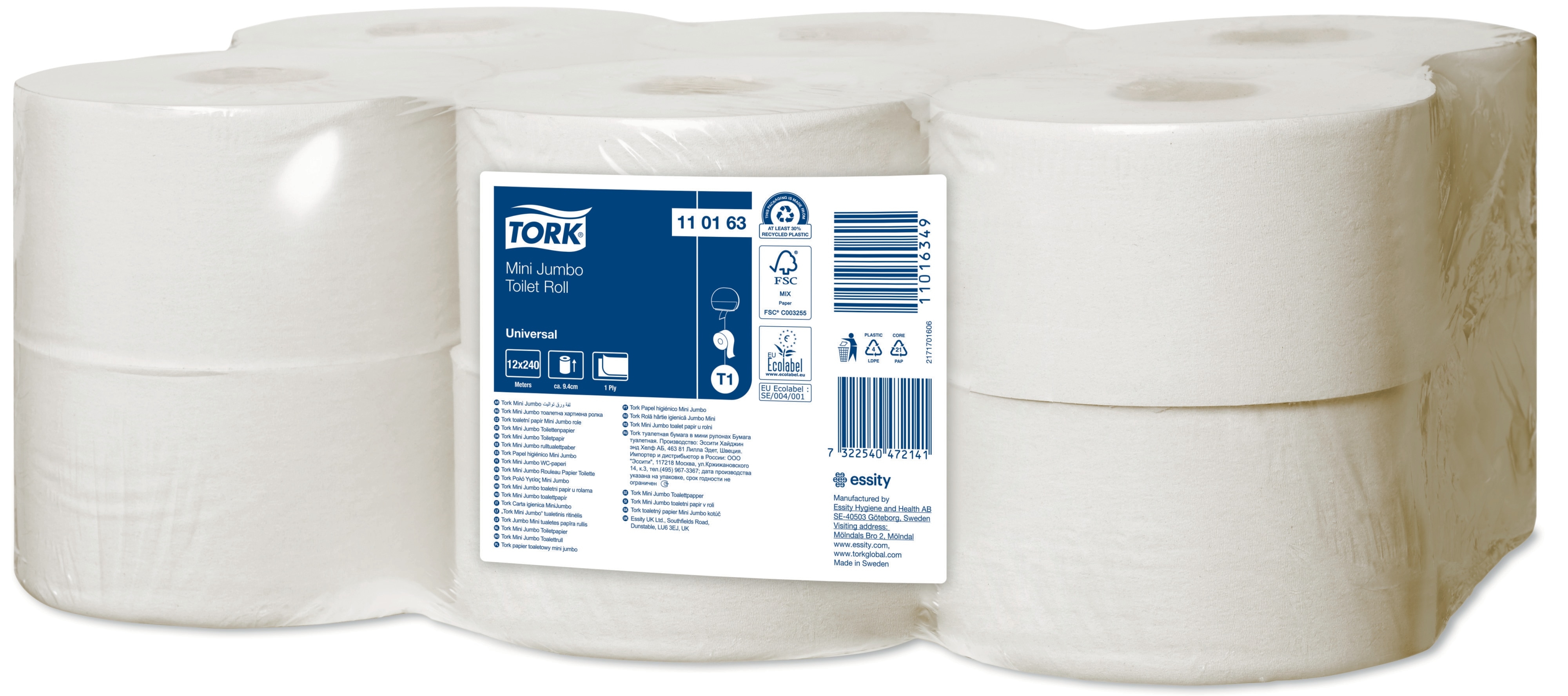 TORK 110163 – Mini Jumbo toaletní papír T2 – 1vr., 12 x 240m - Karton