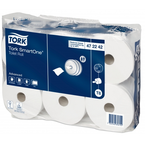 TORK 472242 – SmartOne© toaletní papír, 6 rl., 2 vrst., 207 m., 1150 útr./rl. - Karton
