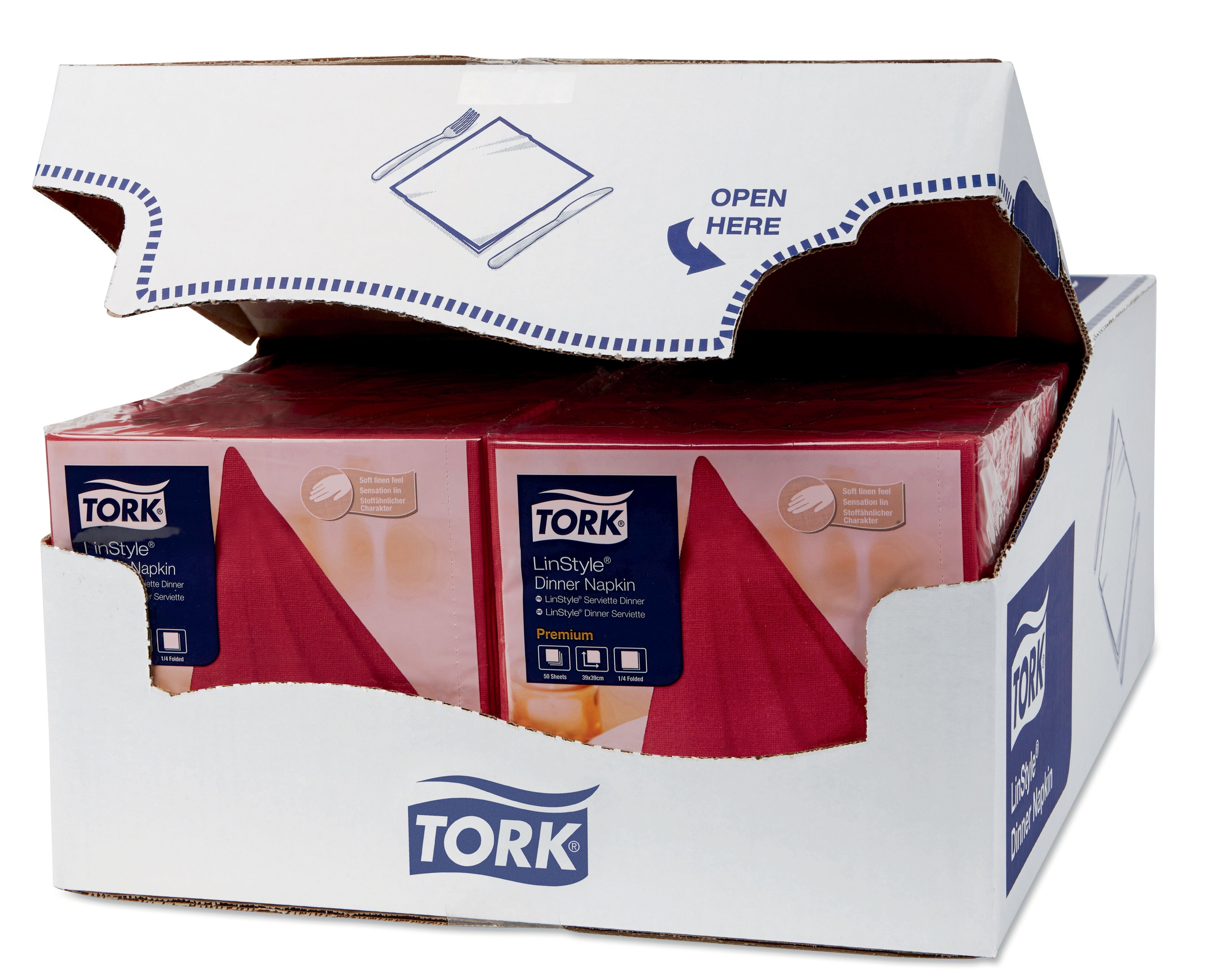 TORK 478855 – Linstyle® burgundy ubrousky – večeře,  netkané, 1 vr., 1/4 sklad, 12x50 ks - Karton