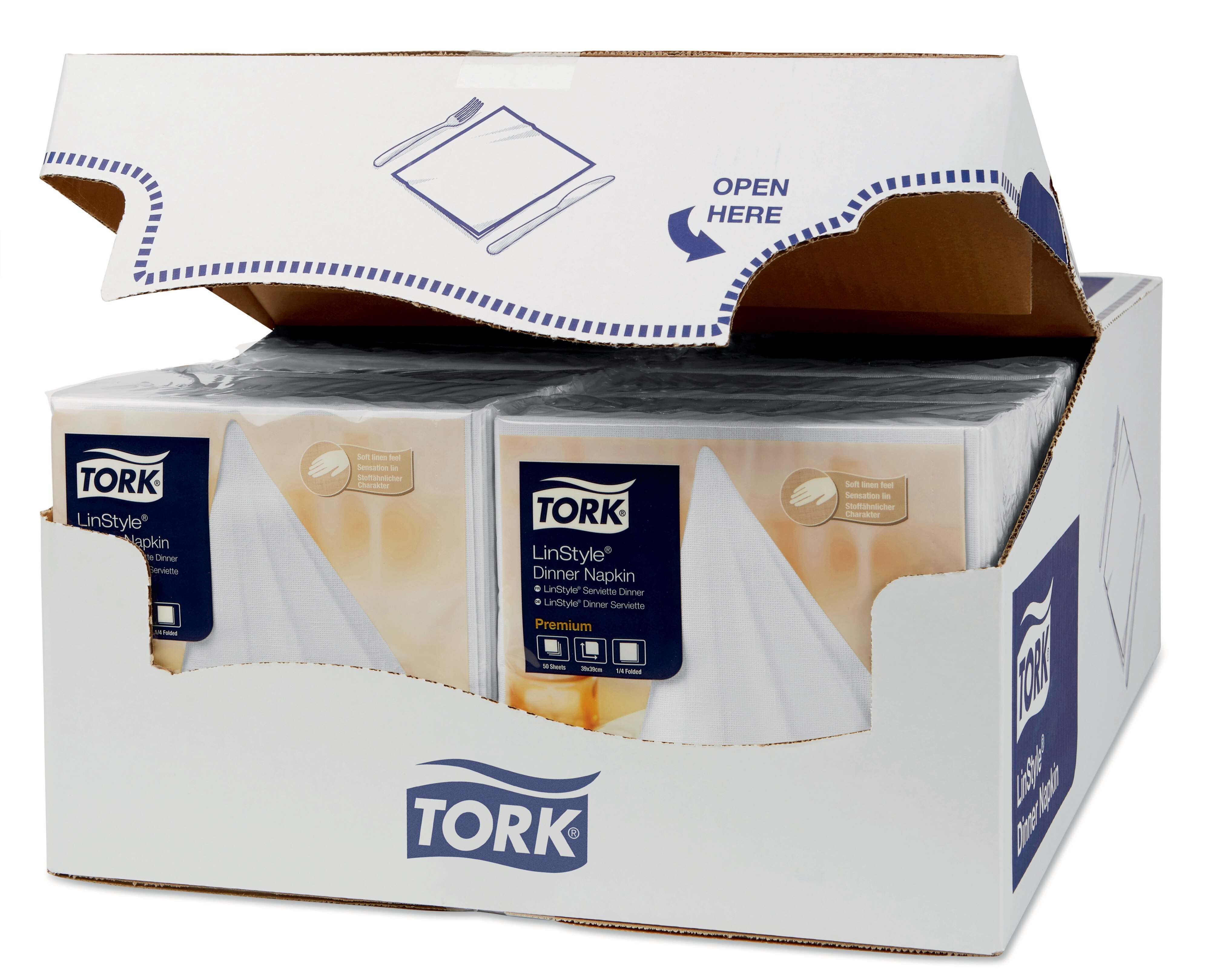 TORK 478711 – Linstyle® bílé ubrousky – večeře, netkané, 1 vr., 1/4 sklad, 12x50 ks - Karton