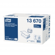 TORK 13670 – Xpressnap® extra jemné bílý ubrousek do zásobníku – s dekorem lístků, 2vr., 8 x 500 ks - Karton