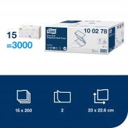 TORK 100278 – Singlefold extra jemné papírové ručníky, 2vr., 15 x 200ks- Karton