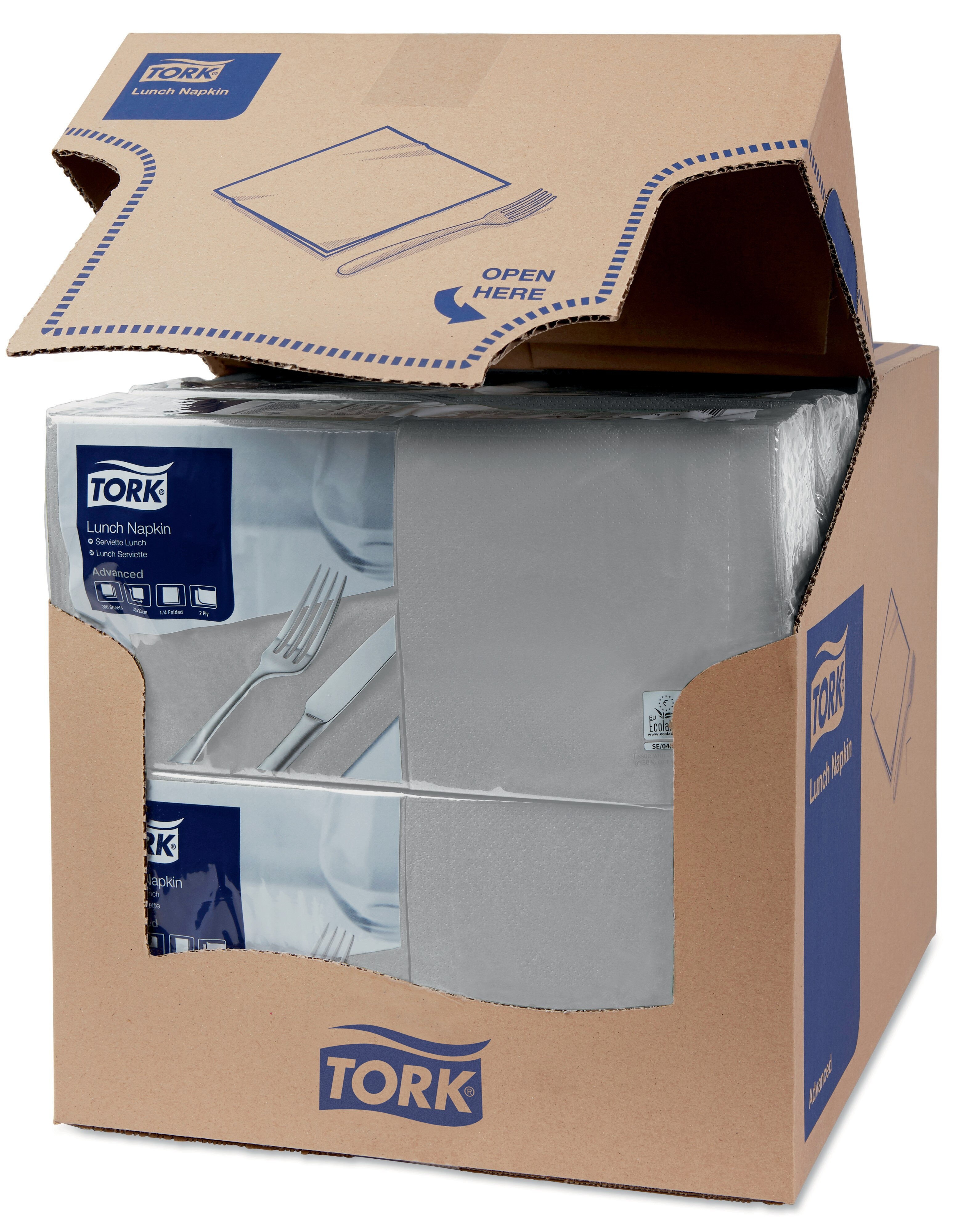 TORK 477205 – Ubrousek šedá, 2 vr. – oběd, 10 x 200 ks  - Karton