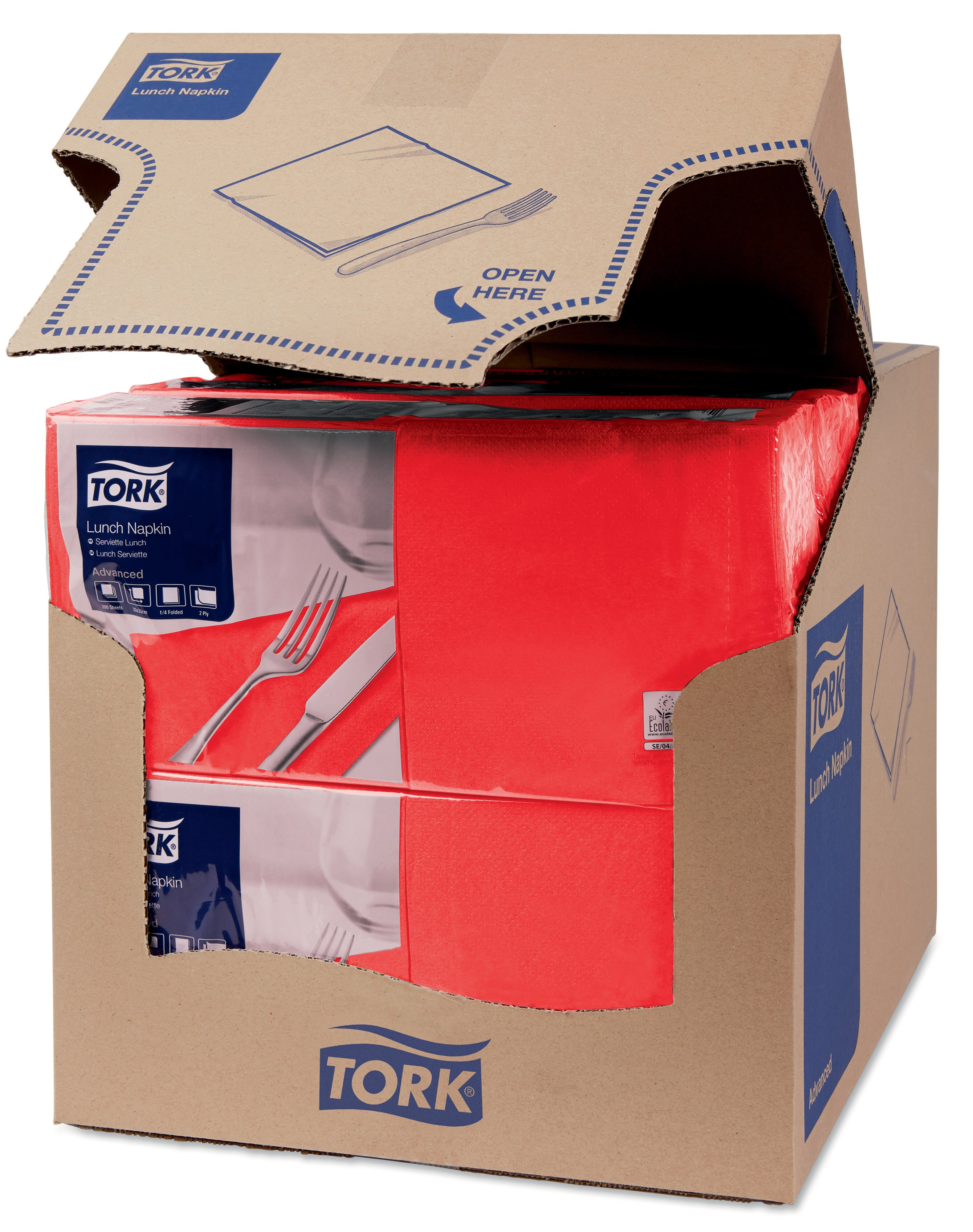 TORK 477210 – Ubrousek červená, 2 vr. – oběd, 10 x 200 ks - Karton