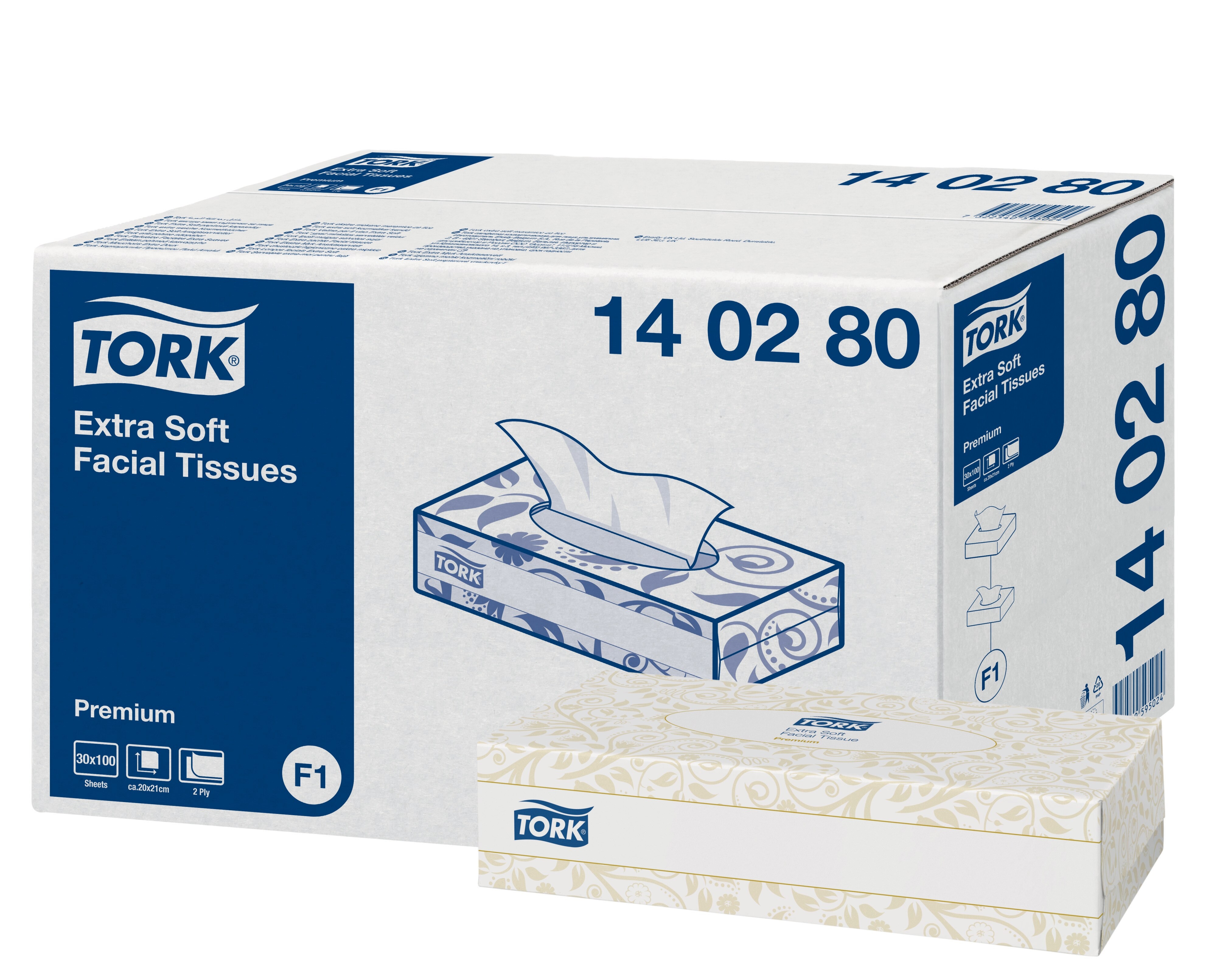 TORK 140280 – extra jemné papírové kapesníky F1, 2vr., 30x100 útr - Karton