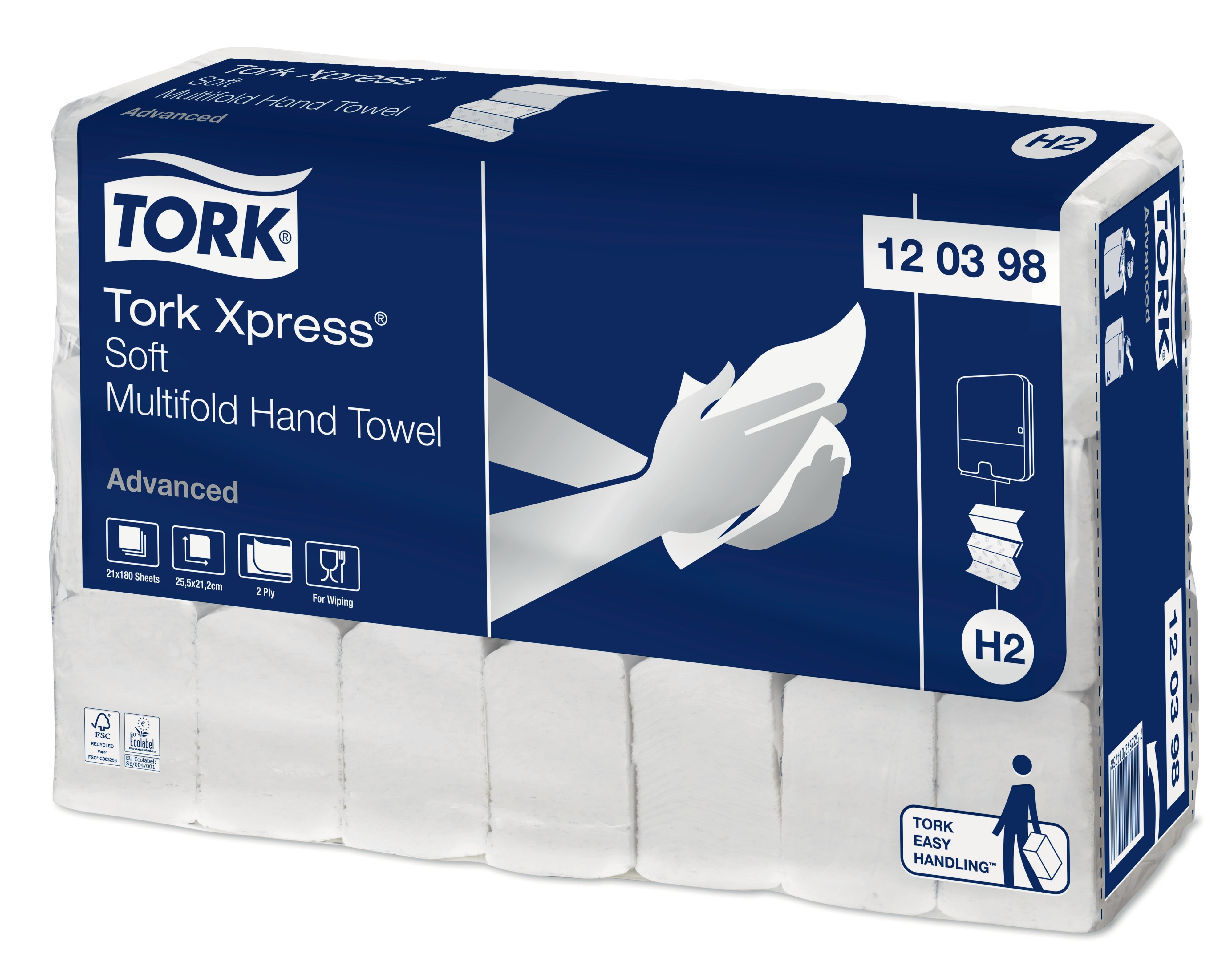 TORK 120398 – Xpress® jemné papírové ručníky Multifold H2, 2vr., 21 x 180 ks - Karton